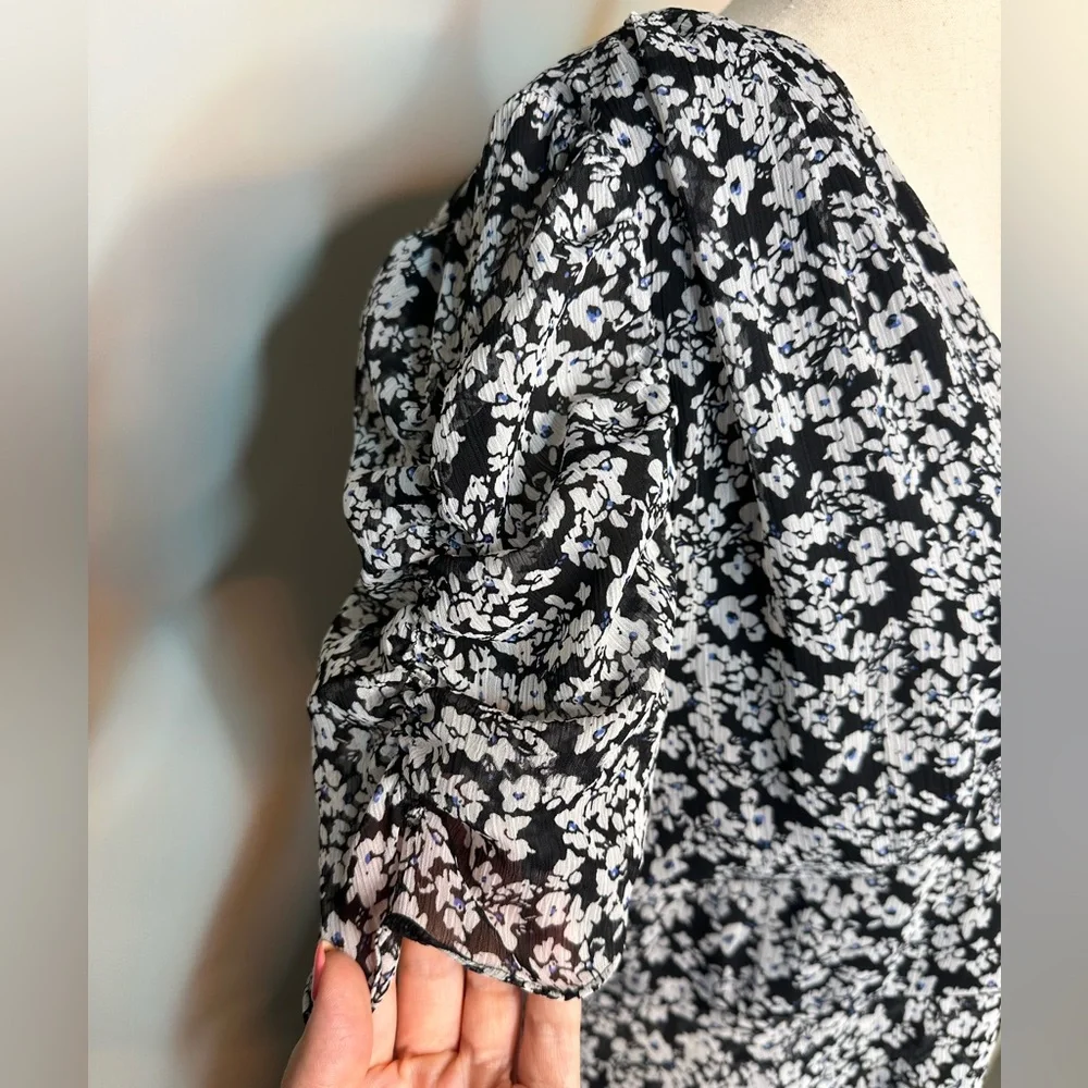 Sz 10 Karl Lagerfeld Paris floral midi Chiffon Ruffled Fit & Flare Dress - Picture 4 of 11